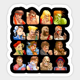 Defeated Portraits Super Street Fighter 2 Sticker